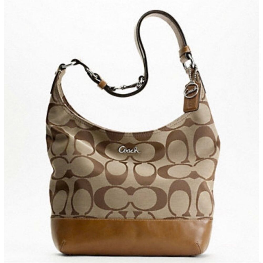 Coach Duffle Signature Canvas Leather Bag Purse Brown Monogram Logo Y2K Vintage